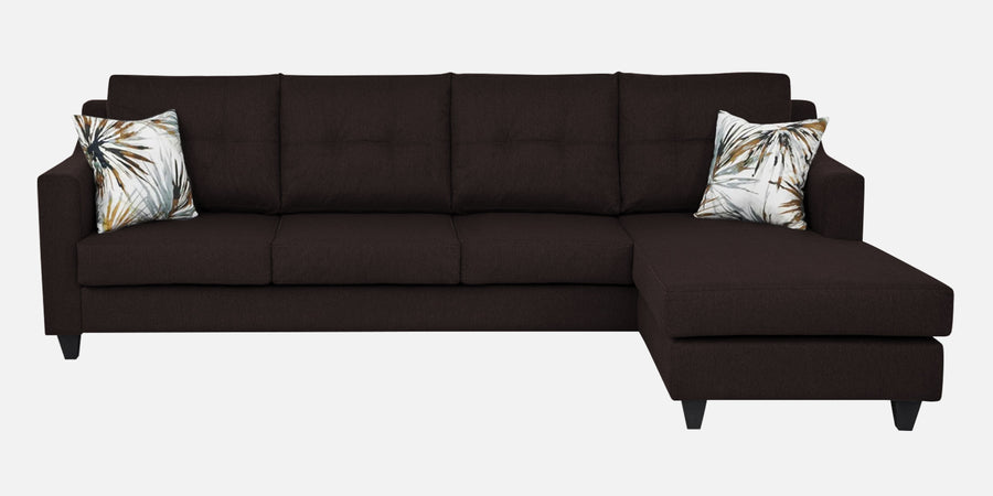 Welly Fabric Lhs Sectional Sofa 3 Lounger In Dark Brown Colour - Febonic Living