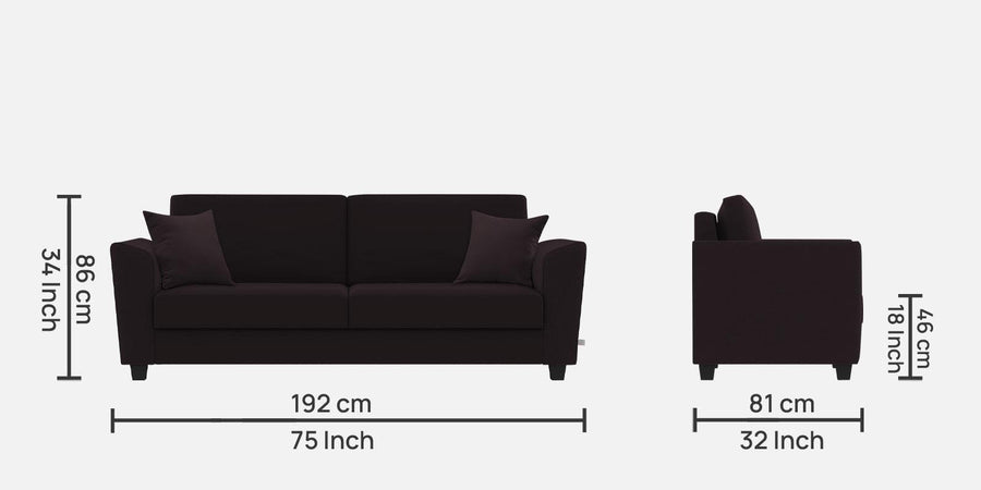 Daku Fabric 3 Seater Sofa In Cara Brown Colour - Febonic Living