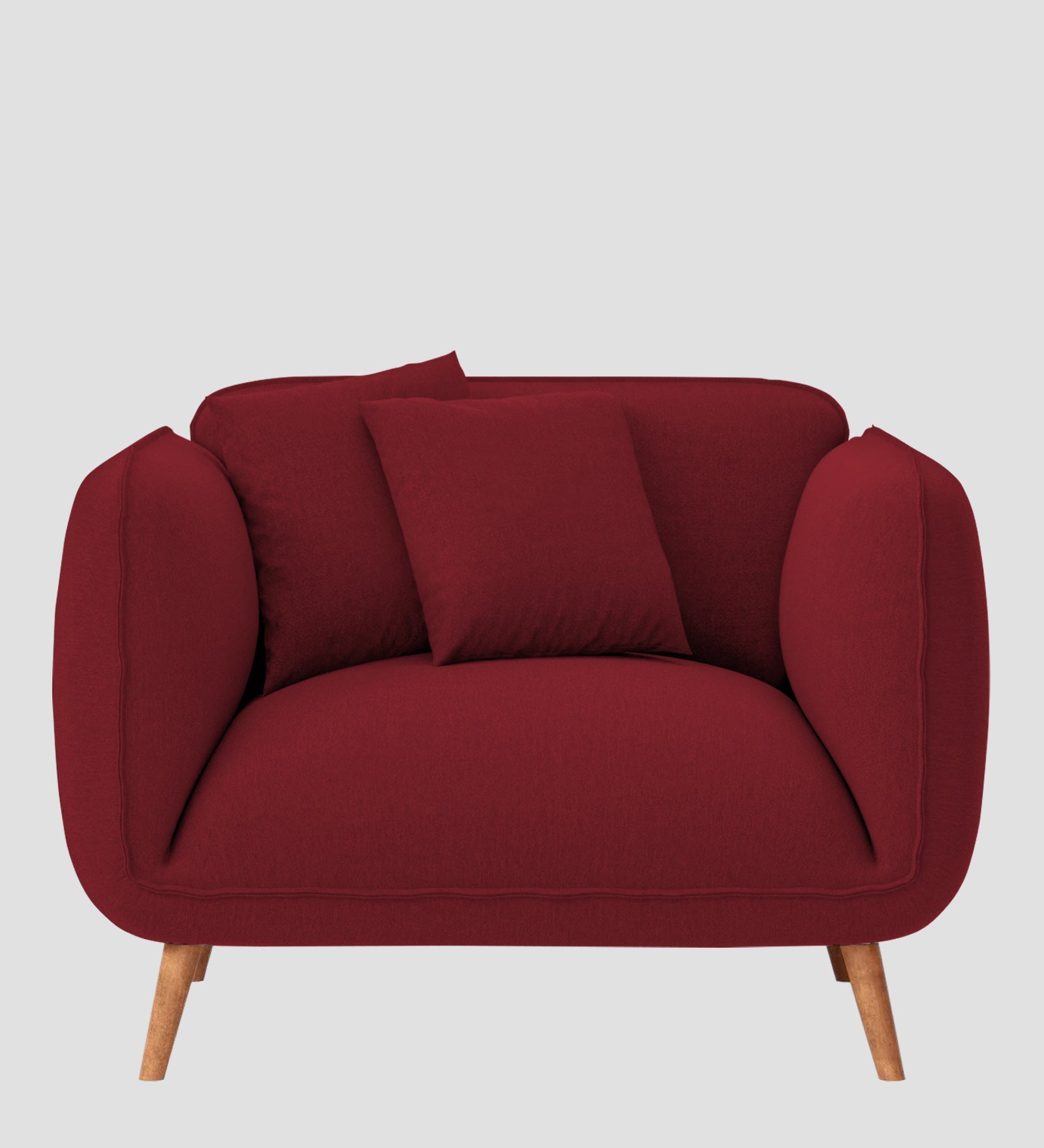 Zia Fabric 1 Seater Sofa In Chilli Red Colour