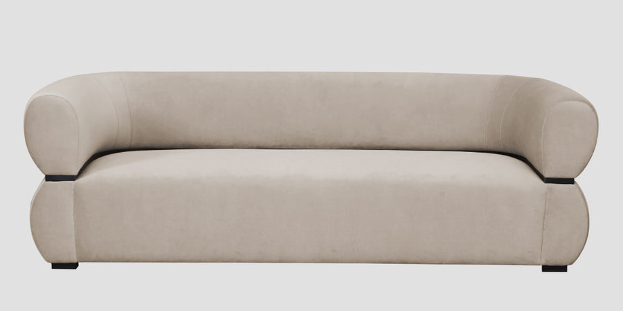 Kula Velvet 3 Seater Sofa In Cream Beige Colour - Febonic Living