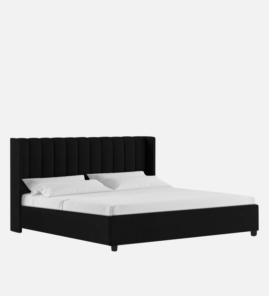 Colina Fabric Upholstered King Size Bed In Zed Black Colour With Box Storage - Febonic Living