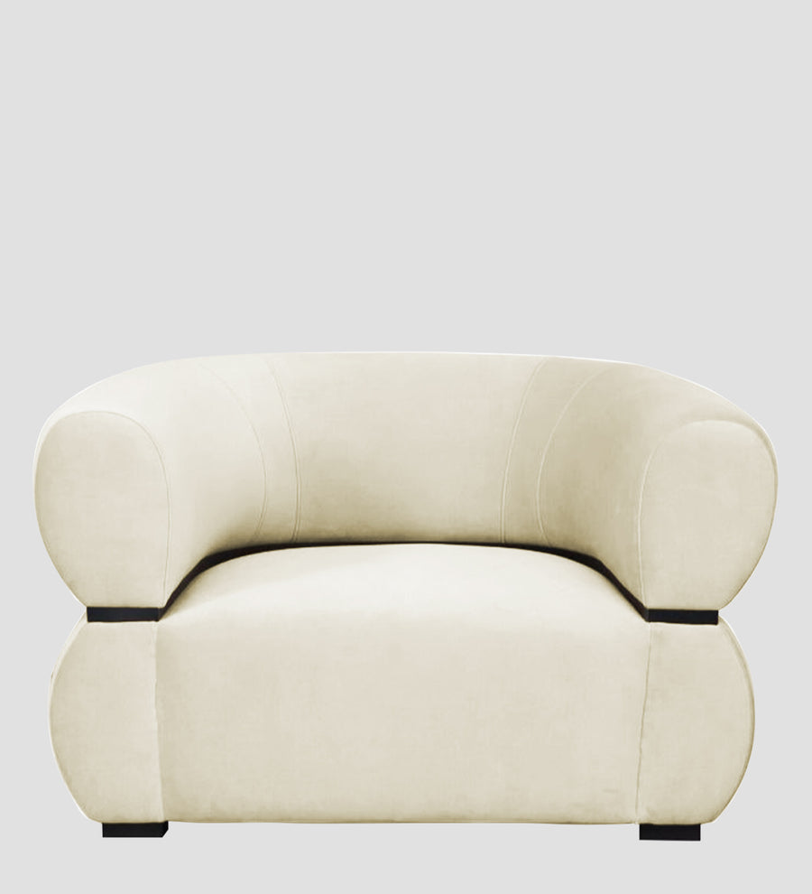 Kula Velvet 1 Seater Sofa In Warm White Colour - Febonic Living