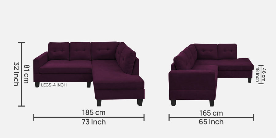Thomas Fabric Lhs Sectional Sofa 2 Lounger In Greek Purple Colour - Febonic Living