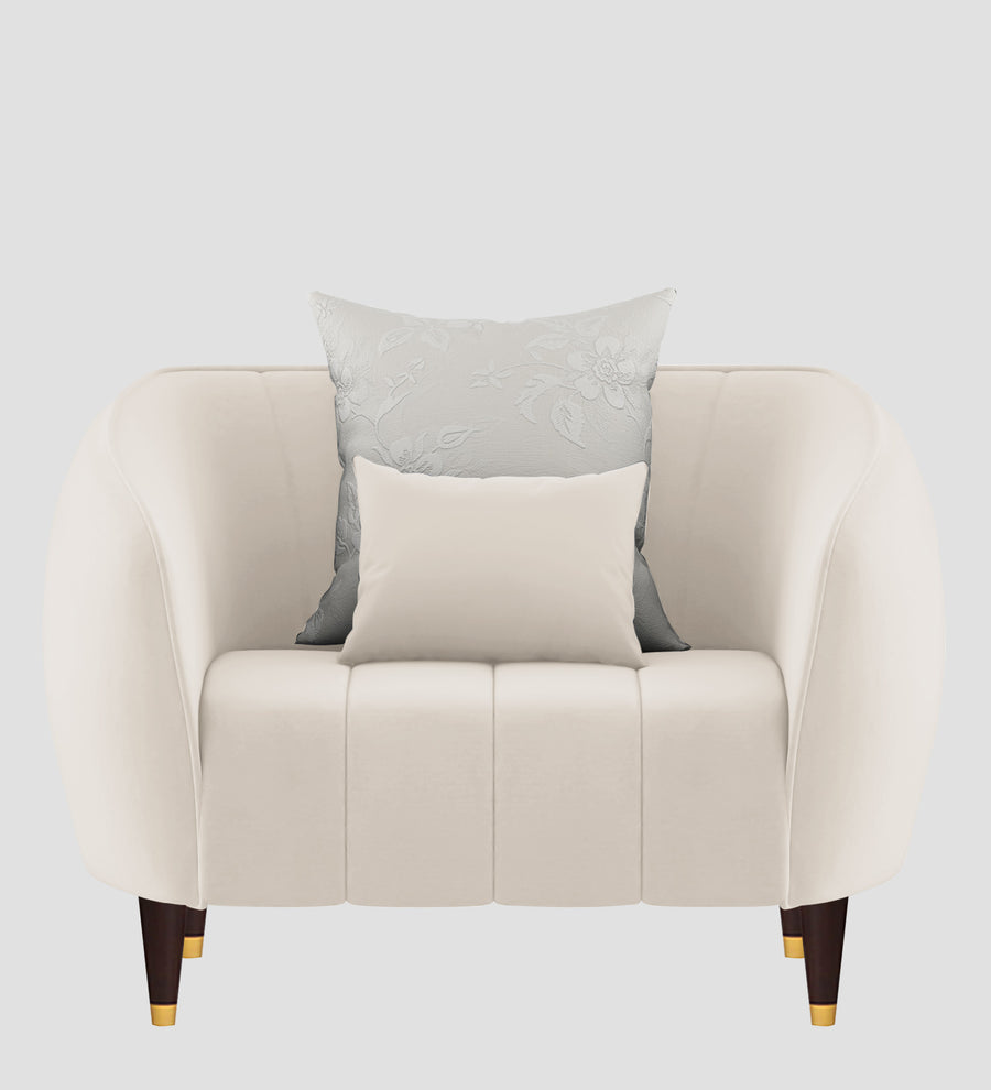 Hairo Velvet 1 Seater Sofa In Camel Beige Colour - Febonic Living
