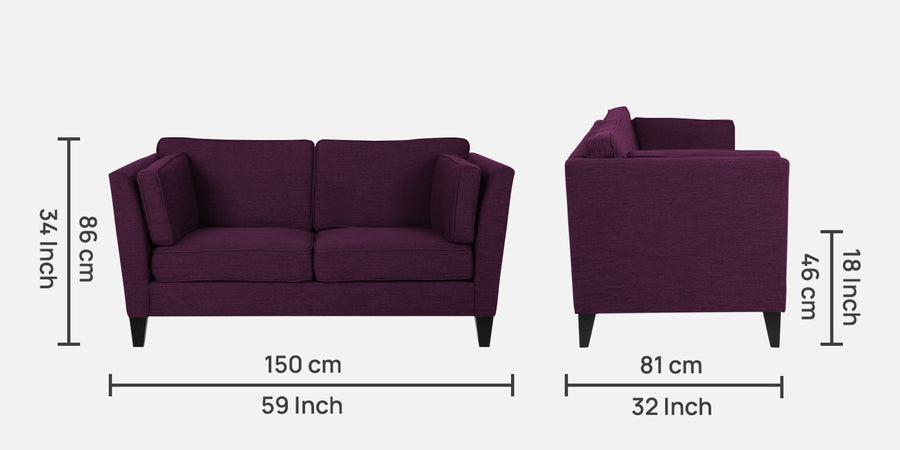 Nigar Fabric 2 Seater Sofa In Greek Purple Colour - Febonic Living