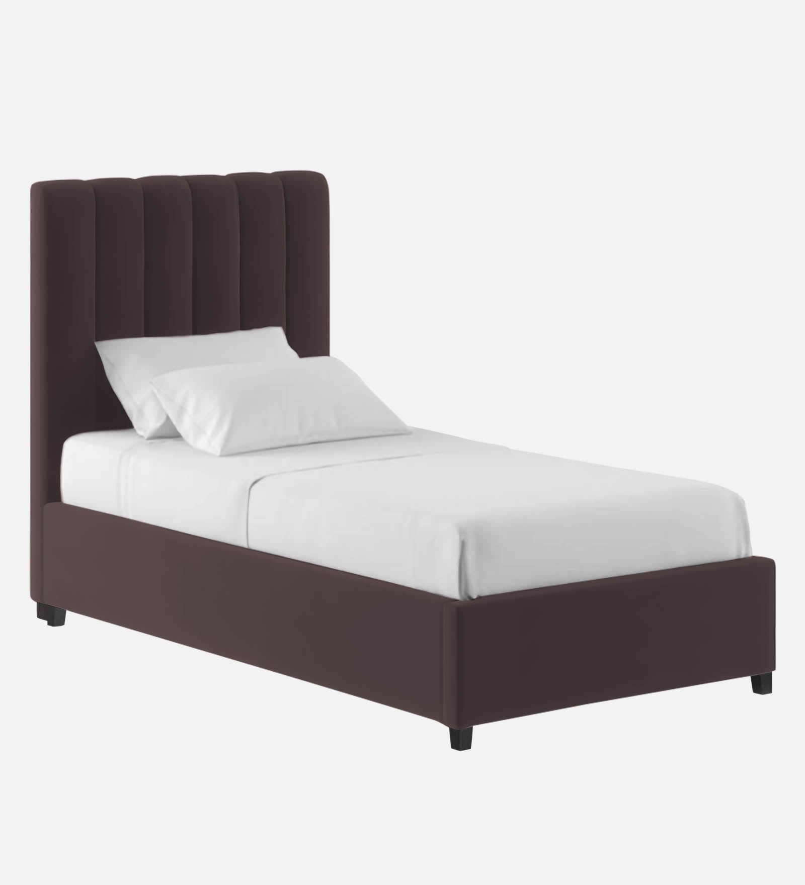 Lara Velvet Single Size Bed In Mocha Brown In Colour