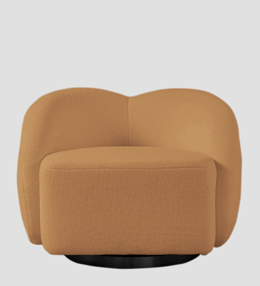 Miles Boucle Fabric Swivel Chair In Daisy Yellow Colour - Febonic Living