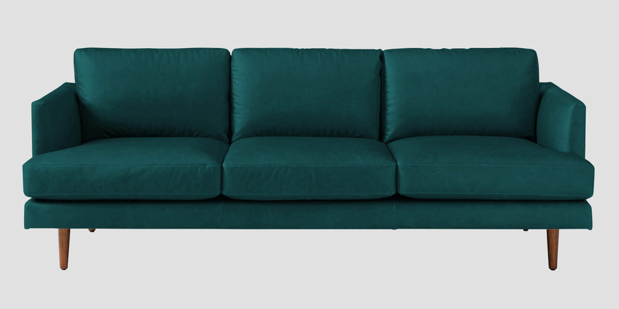 Sterio Leatherette 3 Seater Sofa In Peakcock Blue Colour - Febonic Living