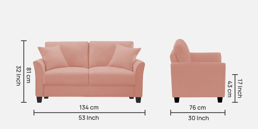 Daroo Velvet 2 Seater Sofa In Blush Pink Colour - Febonic Living