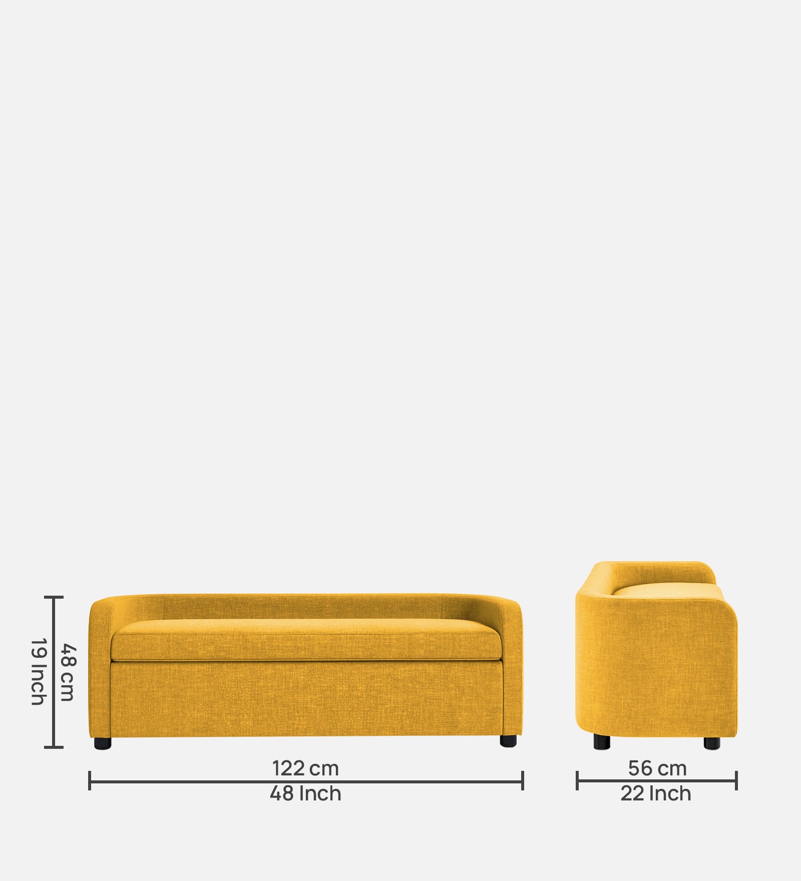 Cooper Fabric Storage Bench In Bold Yellow Colour