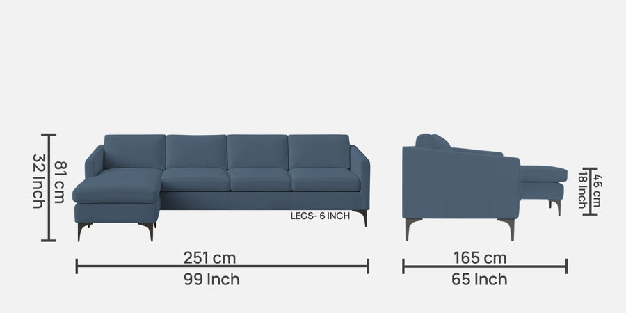 Haru Fabric Rhs Sectional Sofa 3 Lounger In Oxford Blue Colour - Febonic Living