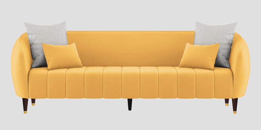 Hairo Velvet 3 Seater Sofa In Turmeric Yellow Colour - Febonic Living