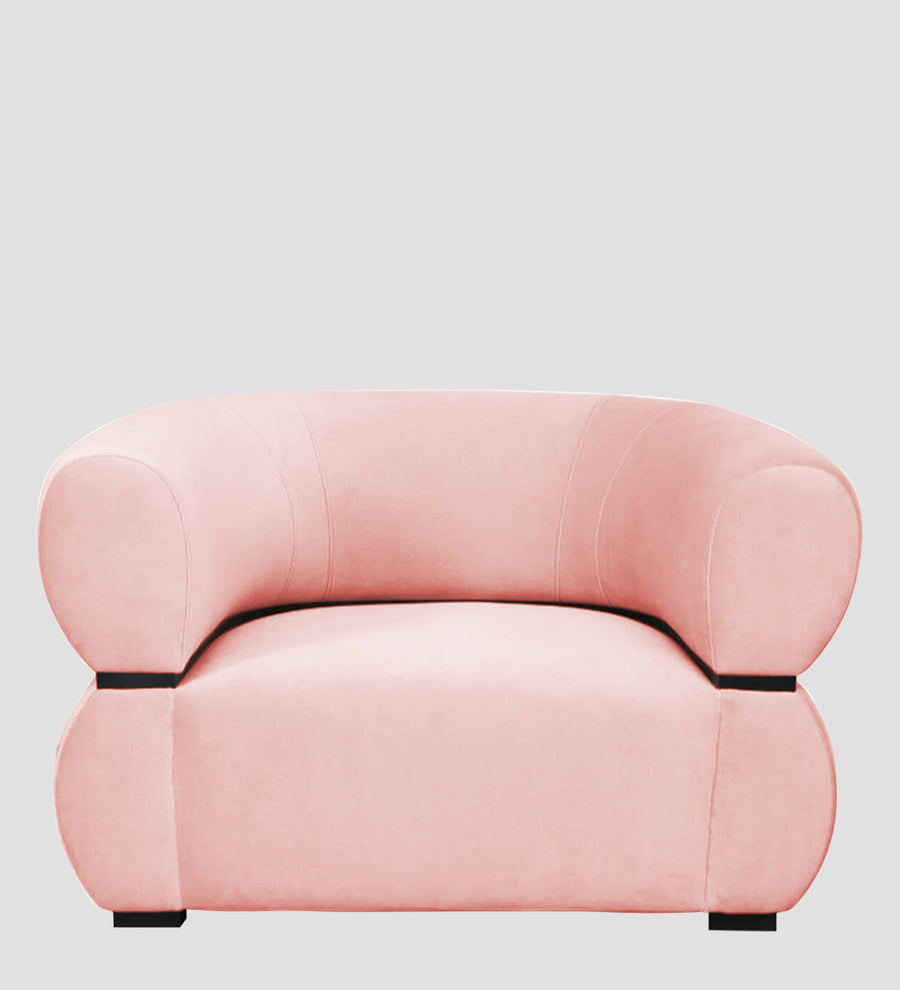 Kula Velvet 1 Seater Sofa In Millennial Pink Colour - Febonic Living