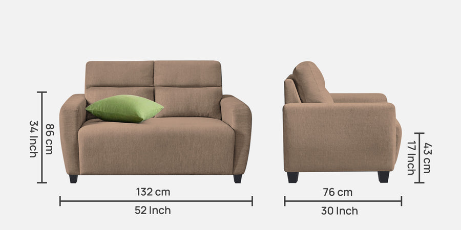 Bakadi Fabric 2 Seater Sofa In Cookie Beige Colour - Febonic Living