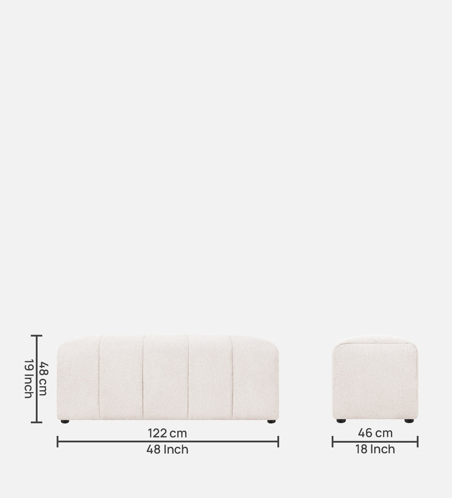 Rexi Boucle Fabric Bench In Bright White Colour - Febonic Living