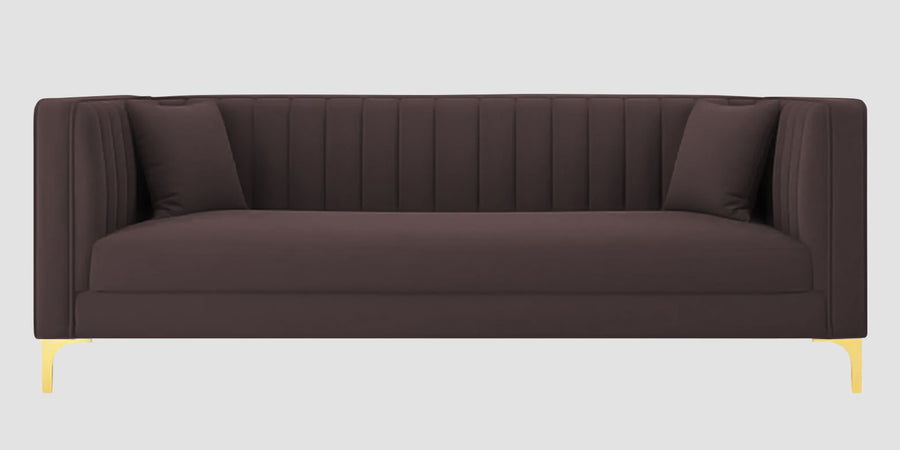 Saban Velvet 3 Seater Sofa In Mocha Brown Colour - Febonic Living