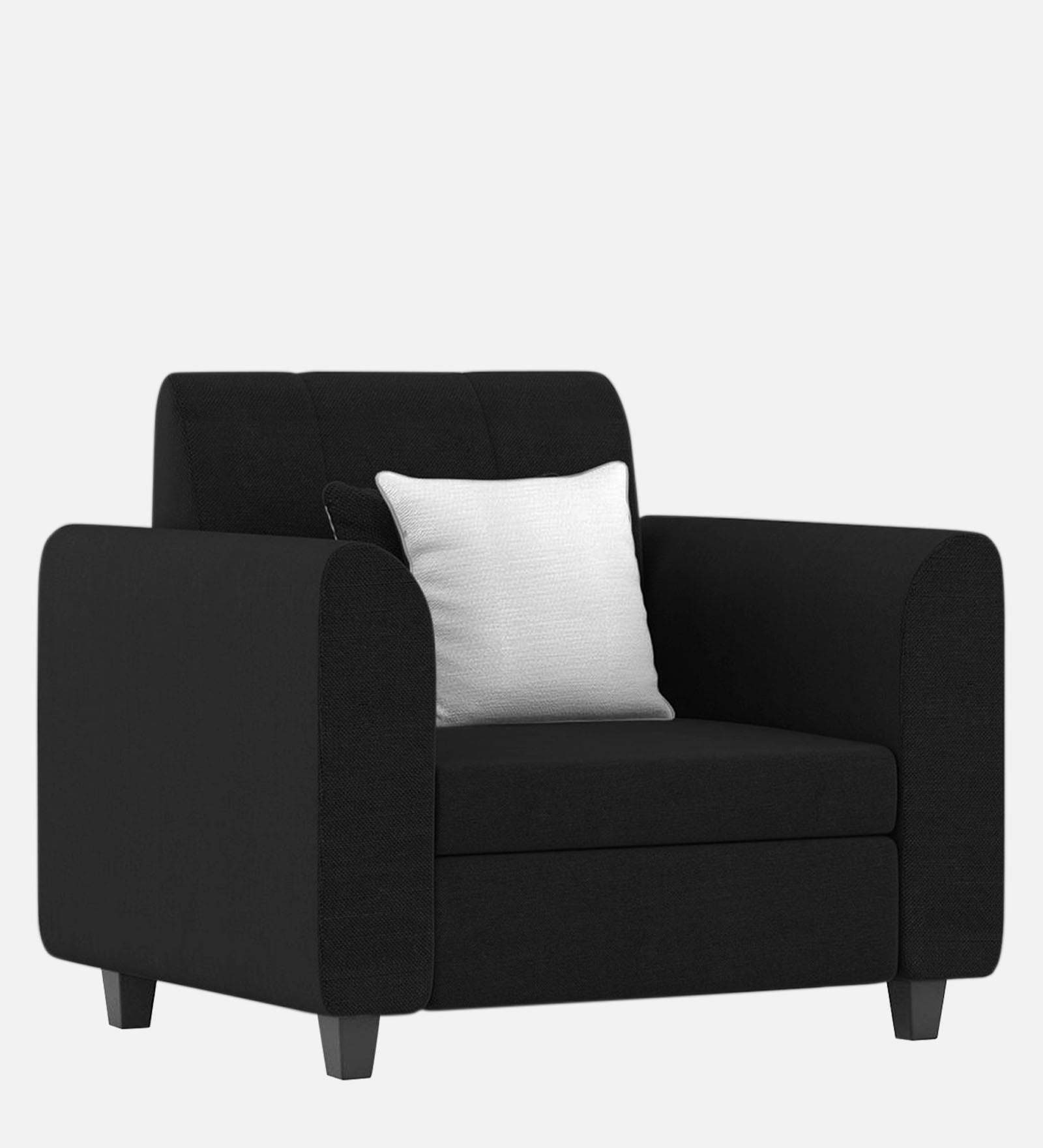 Denmark Fabric 1 Seater Sofa in Zed Black Colour