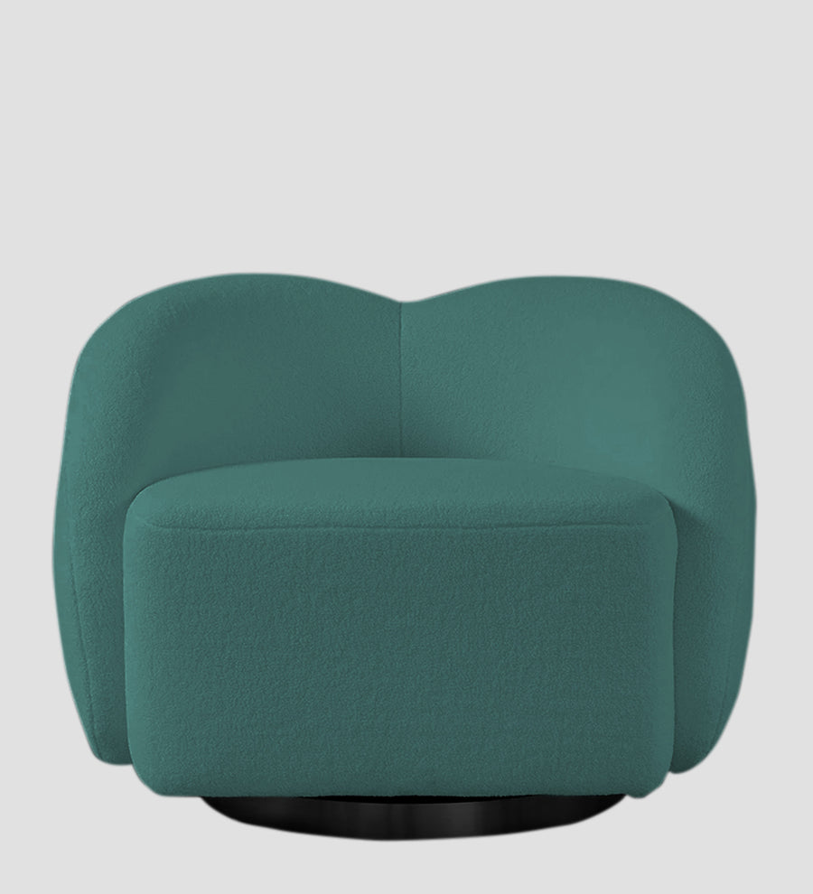 Miles Boucle Fabric Swivel Chair In Bark Green Colour - Febonic Living