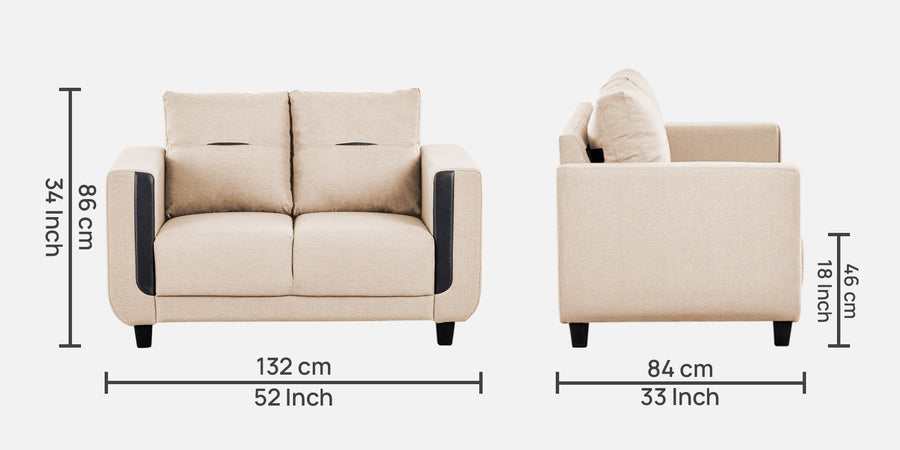 Perry Fabric 2 Seater Sofa In Woom Beige Colour - Febonic Living
