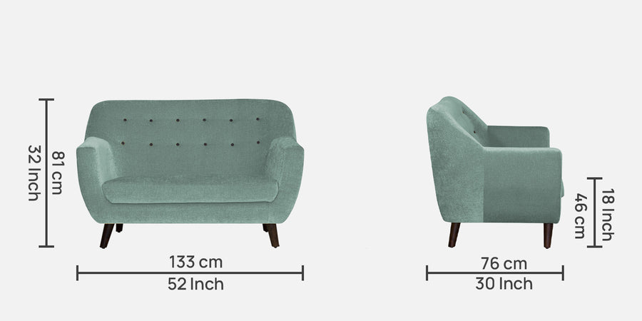 German Fabric 2 Seater Sofa In Suka Blue Colour - Febonic Living