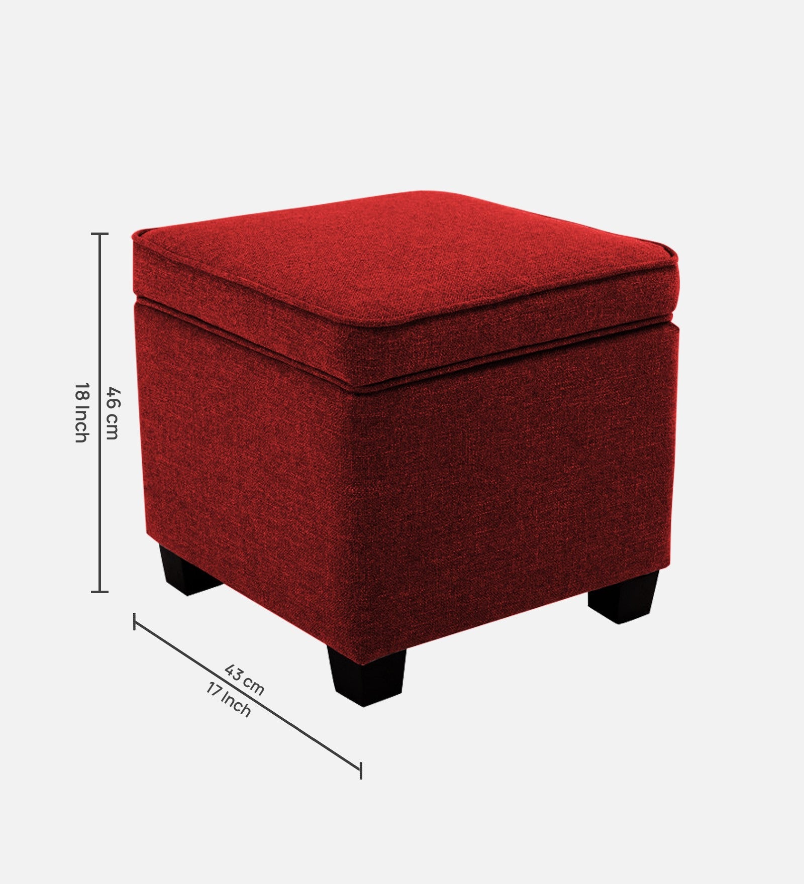 Sudan Fabric Storage Ottoman in Blood Maroon Colour