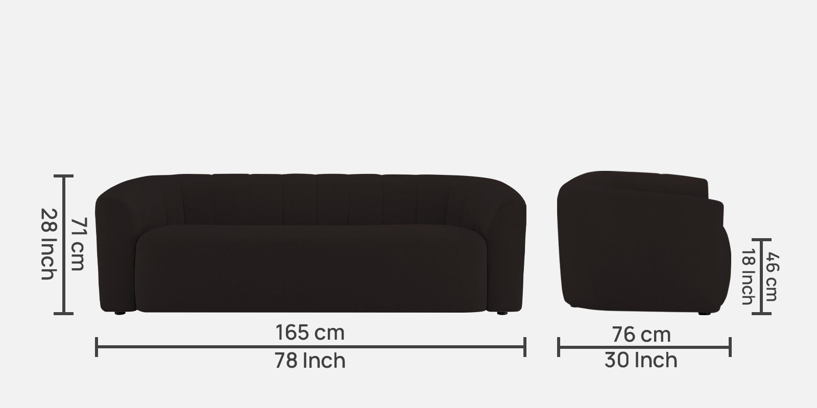 Mara Fabric 3 Seater Sofa In Cara Brown Colour - Febonic Living