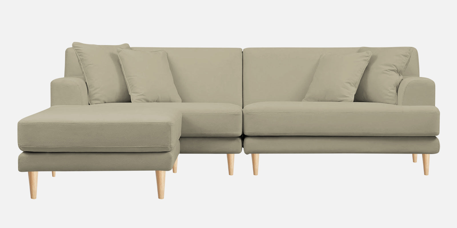 Woody Fabric RHS Sectional Sofa (3+Lounger) in Carnival Beige Colour