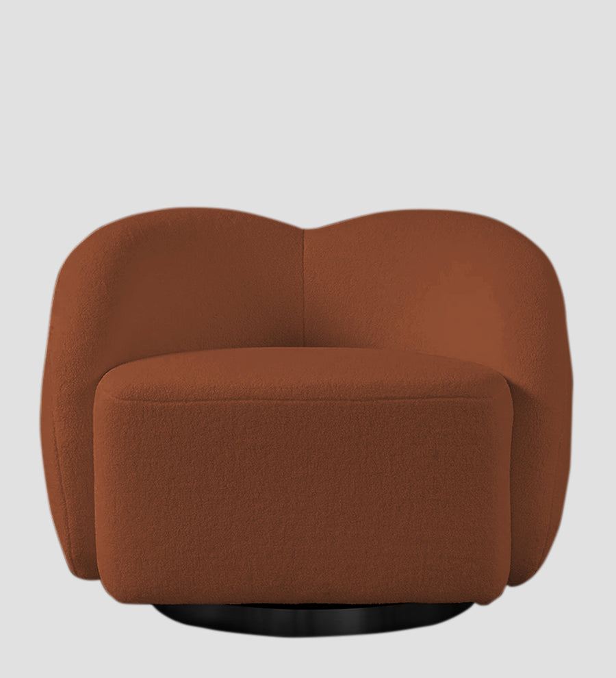 Miles Boucle Fabric Swivel Chair In Rust Orange Colour - Febonic Living