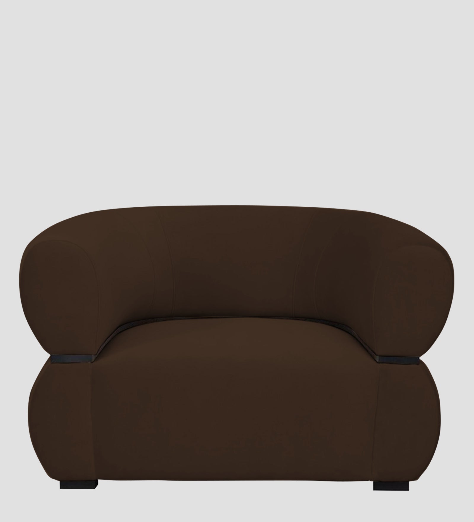 Kula Velvet 1 Seater Sofa In Cholocate Brown Colour