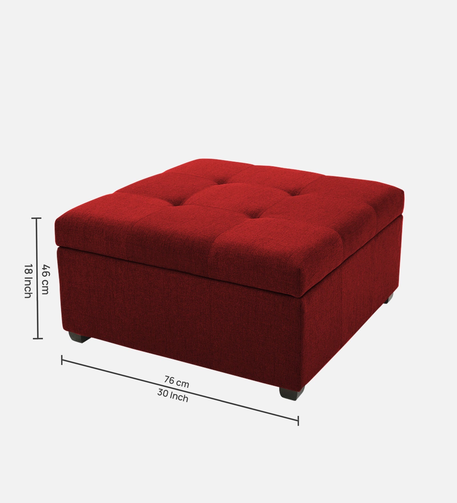 Mubila Fabric Ottoman In Blood Maroon Colour With Storage