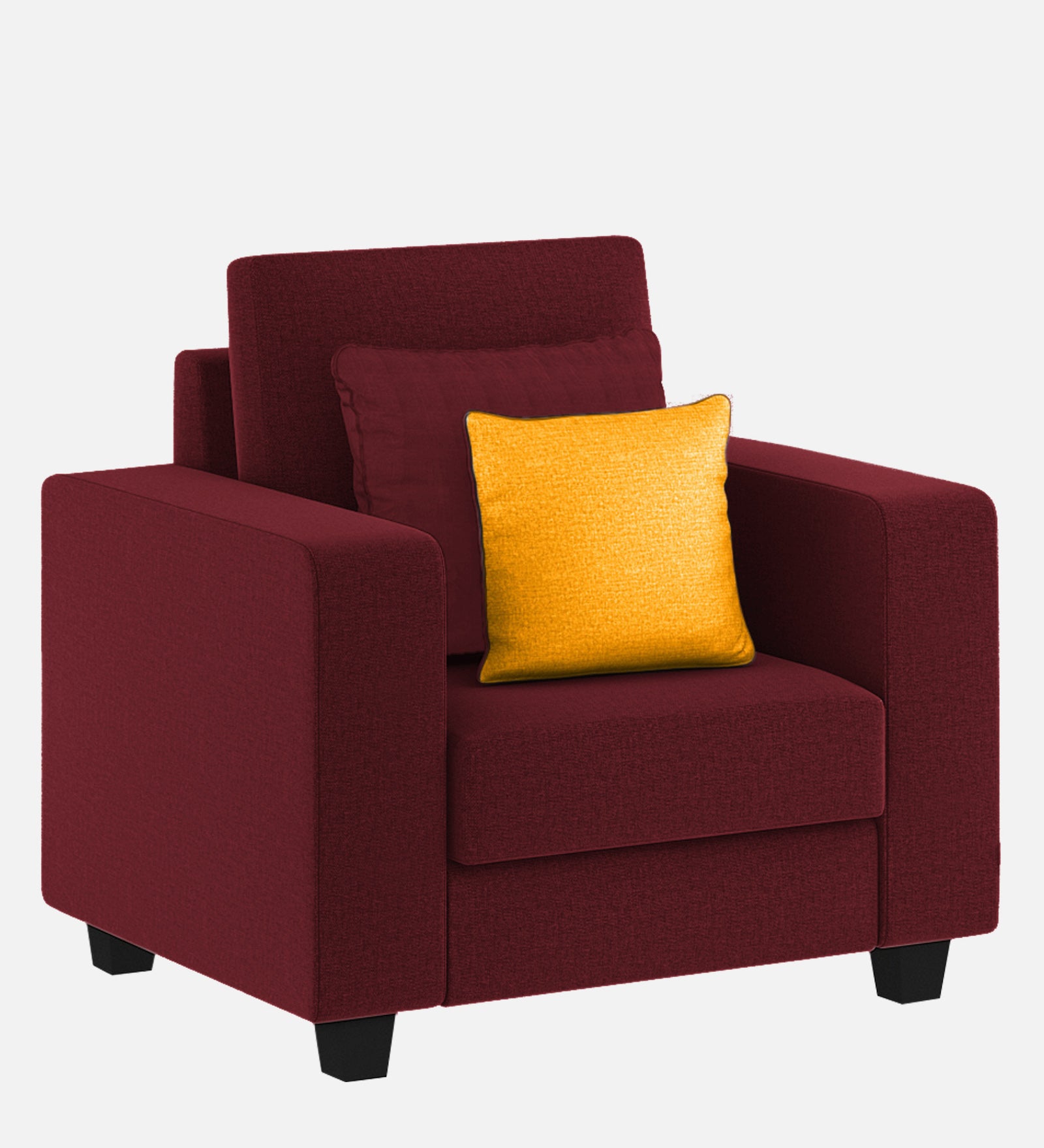 Nabi Fabric 1 Seater Sofa In Blood Maroon Colour