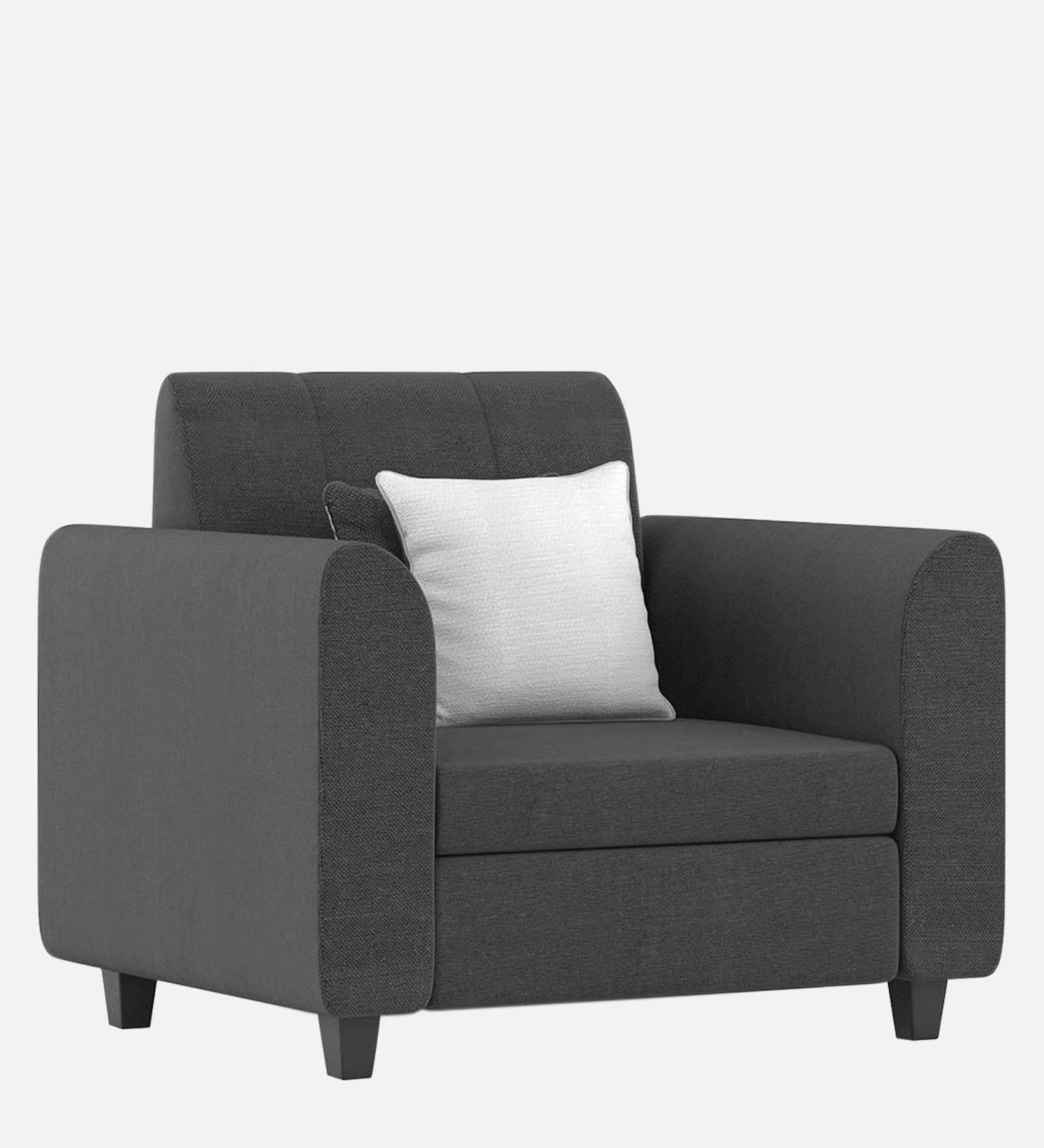 Denmark Fabric 1 Seater Sofa in Charcoal Grey Colour