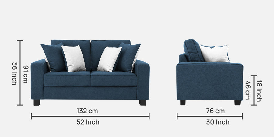 Ladybug Fabric 2 Seater Sofa In Light Blue Colour - Febonic Living