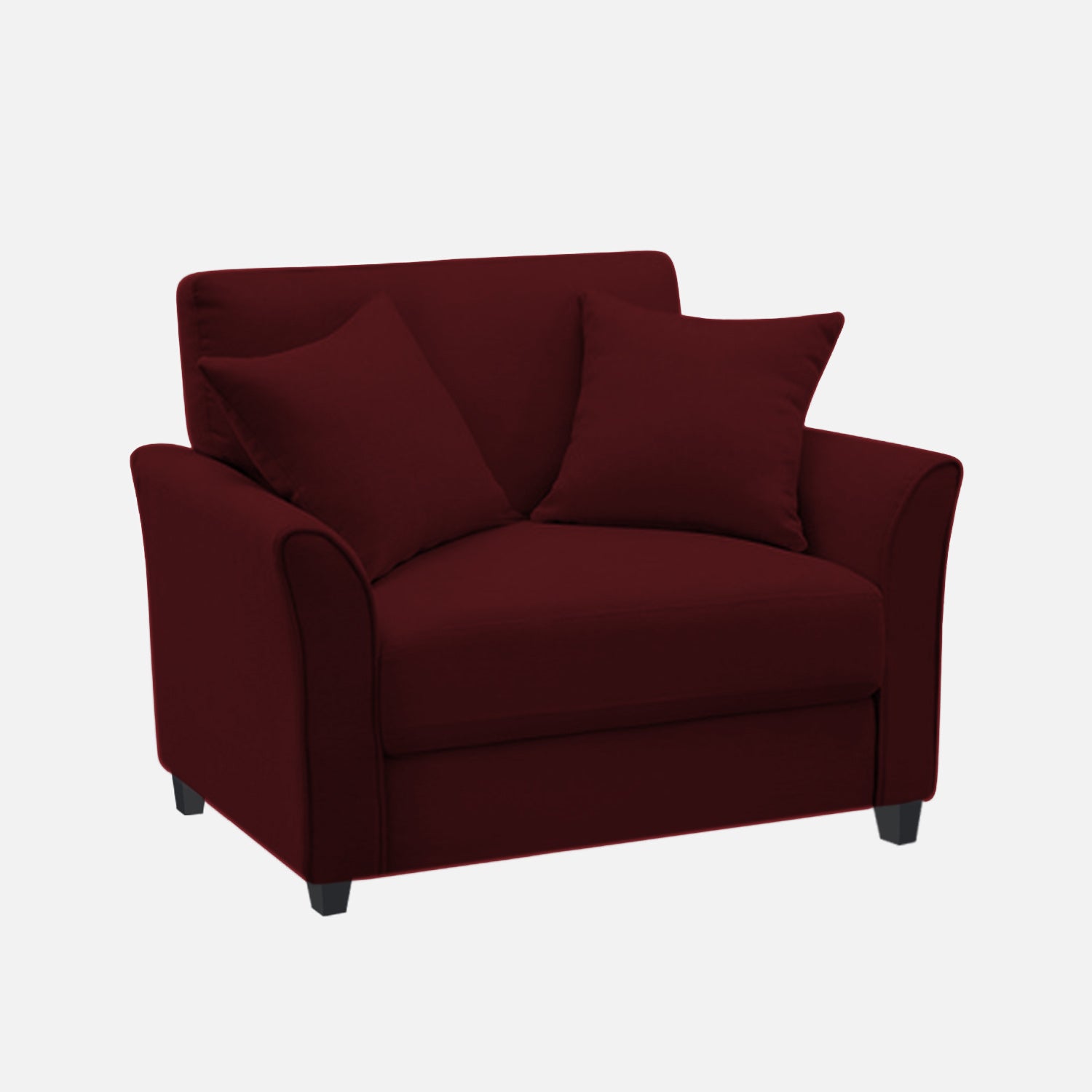 Daroo Velvet 1 Seater Sofa In Dark Maroon Colour