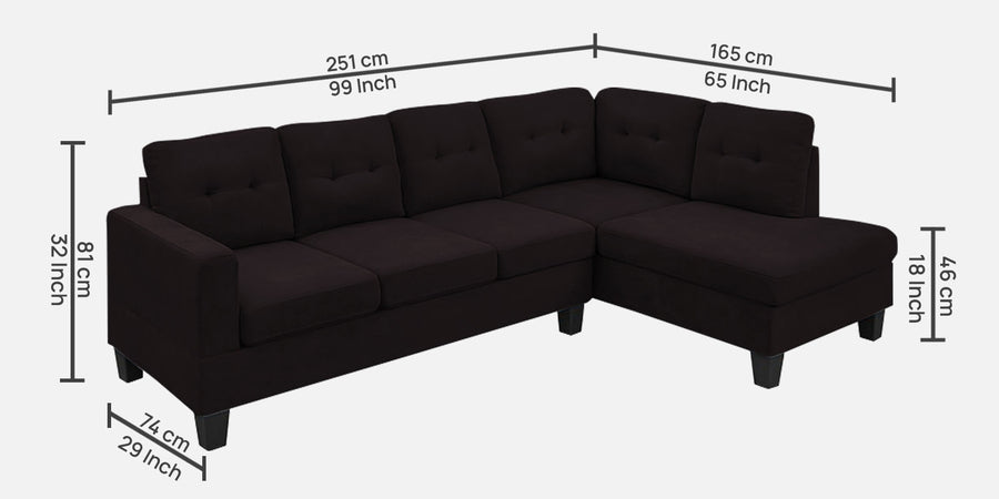 Thomas Fabric Lhs Sectional Sofa 3 Lounger In Cara Brown Colour - Febonic Living