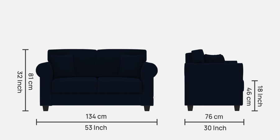 Numonk Velvet 2 Seater Sofa In Dark Blue Colour - Febonic Living