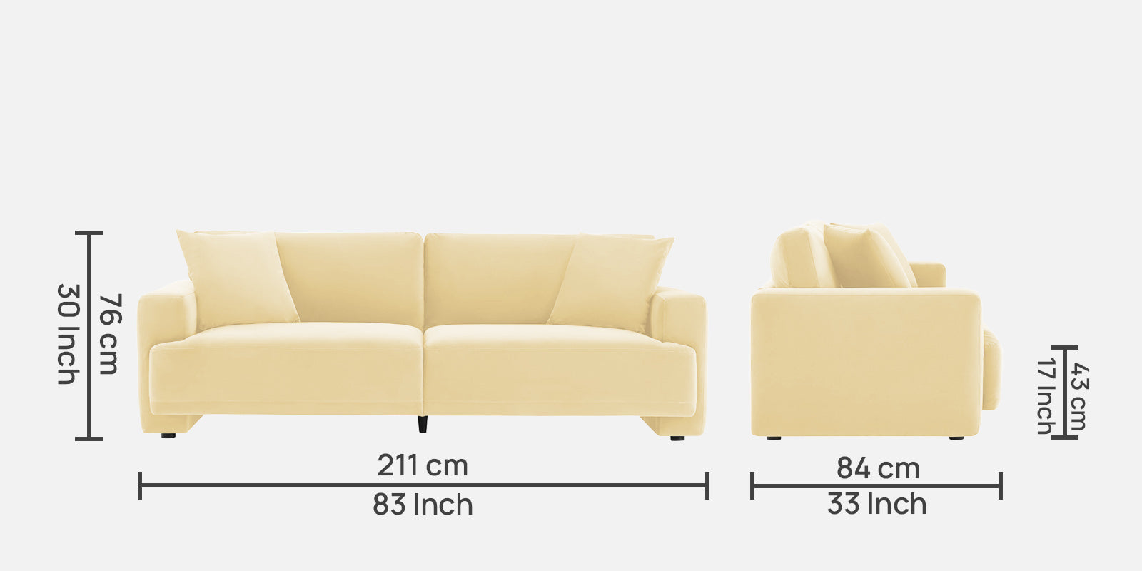 Kosta Velvet 3 Seater Sofa in Sandy Beige Colour