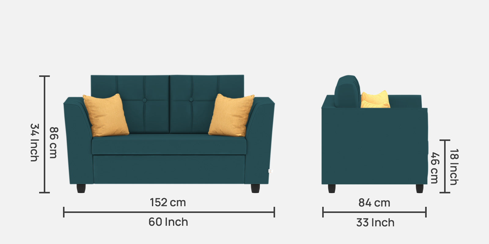 Nestin Velvet 2 Seater Sofa in Arabian Green Colour