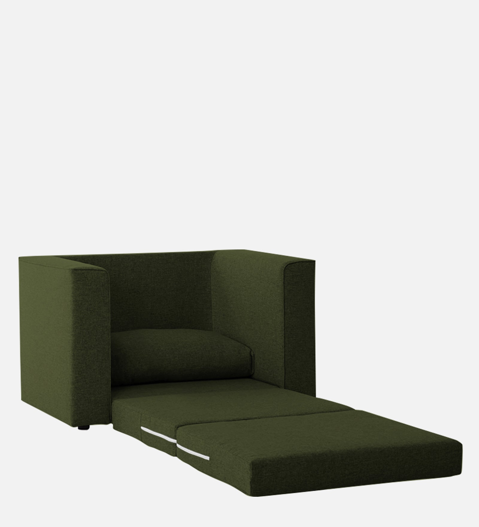 Kenia Fabric 1 Seater Convertible Sofa Cum Bed in Olive Green Colour