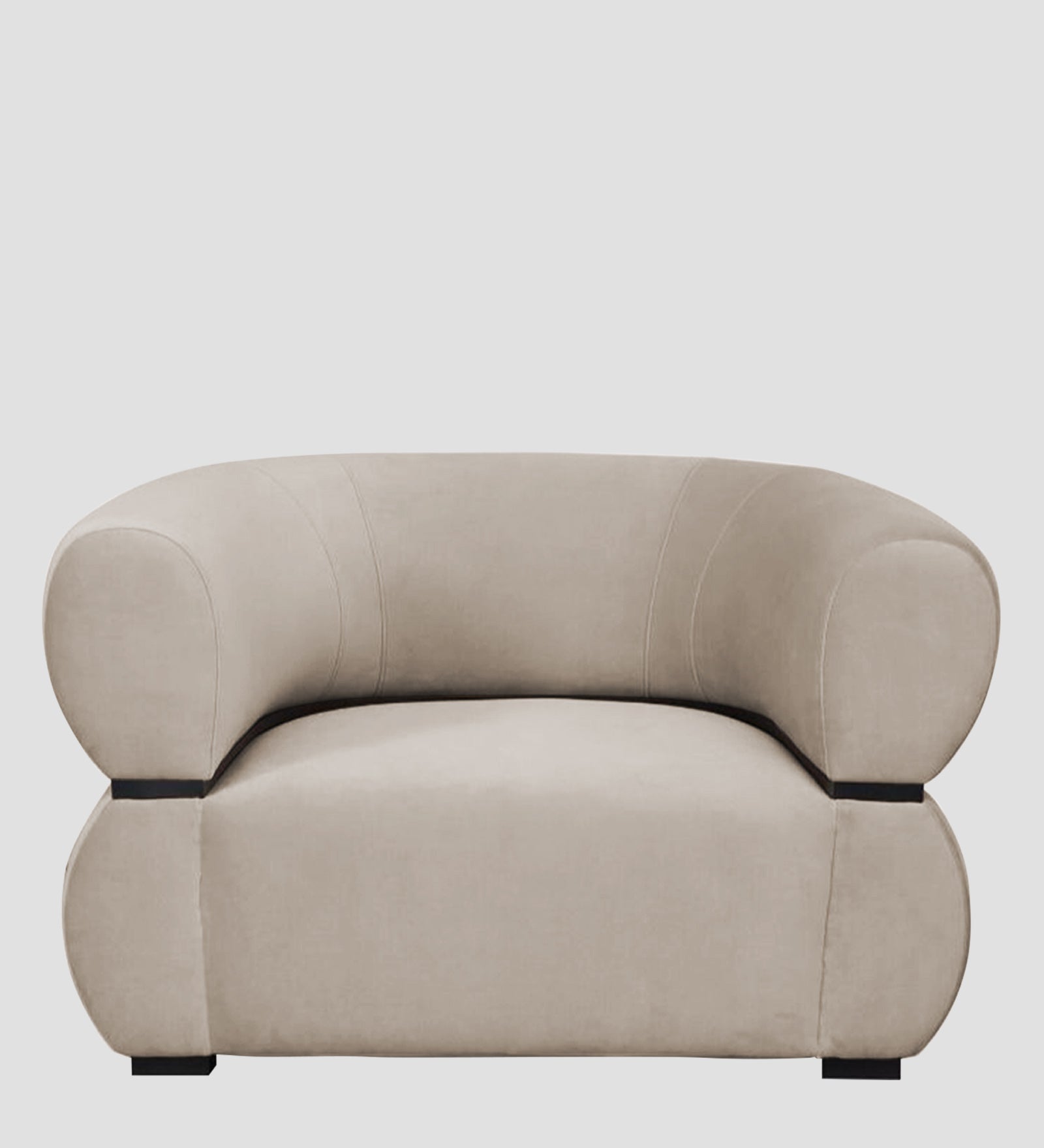 Kula Velvet 1 Seater Sofa In Cream Beige Colour