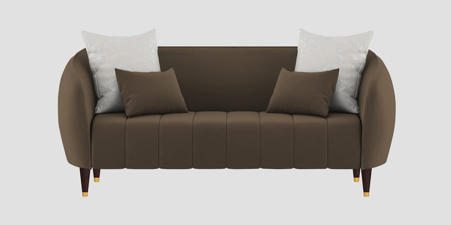 Hairo Velvet 2 Seater Sofa In Shade Brown Colour - Febonic Living