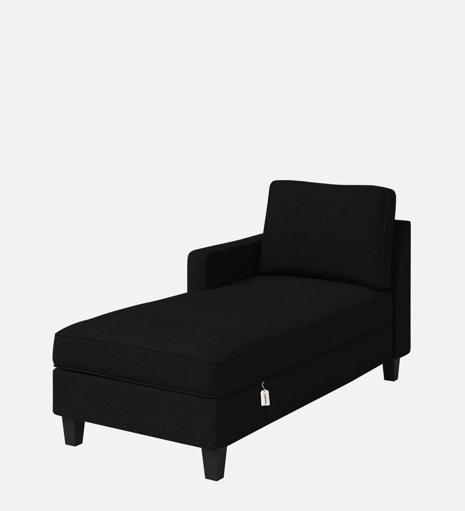 Royee Fabric LHS Chaise Lounger In Zed Black Colour With Storage