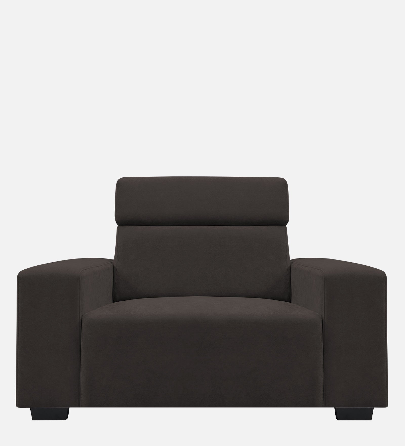 Hiro Fabric 1 Seater Sofa In  Coal Brown Colour - Febonic Living