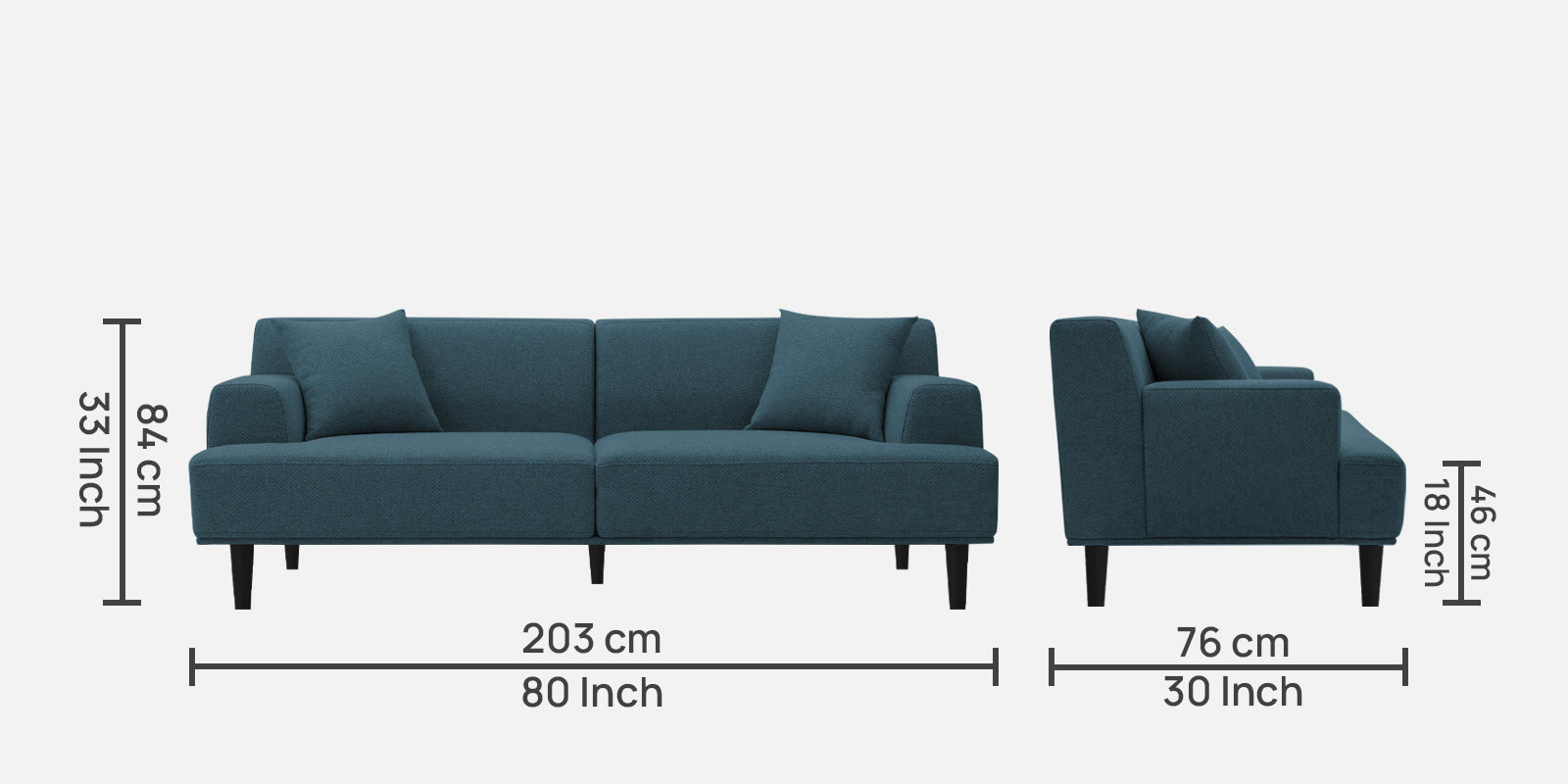 Cobby Fabric 3 Seater Sofa in Harbour Blue Colour