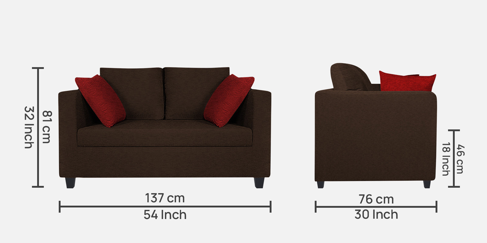 Nuska Fabric 2 Seater Sofa In Cidar Brown Colour - Febonic Living