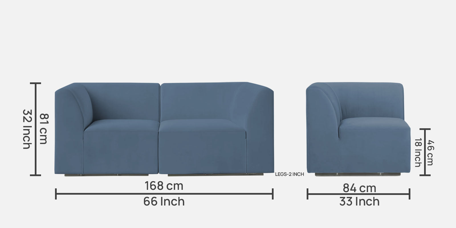 Bufa Velvet 2 Seater Sofa in Oxford Blue Colour With Storage