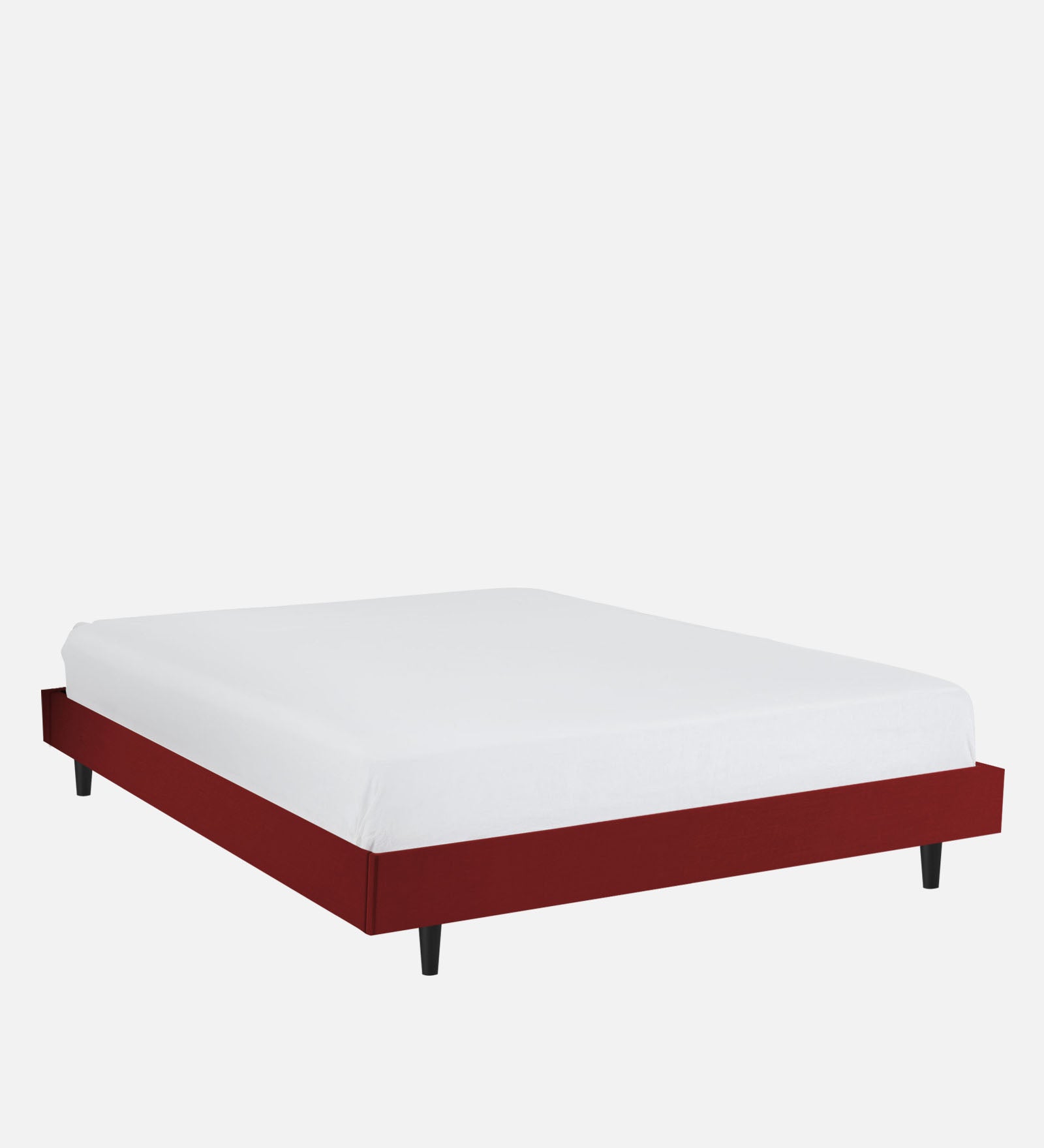 Basi Fabric Queen Size Bed In Blood Maroon Colour