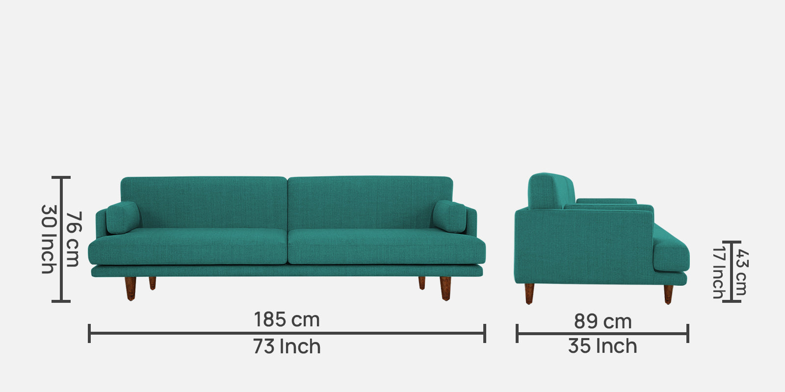 Ricky Fabric 3 Seater Sofa in Sea green Colour