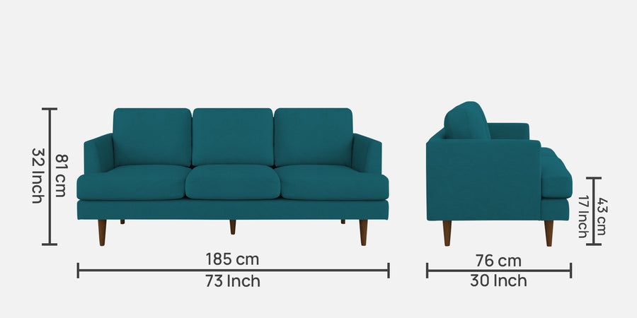 Motra Velvet 3 Seater Sofa In Pine Green Colour - Febonic Living