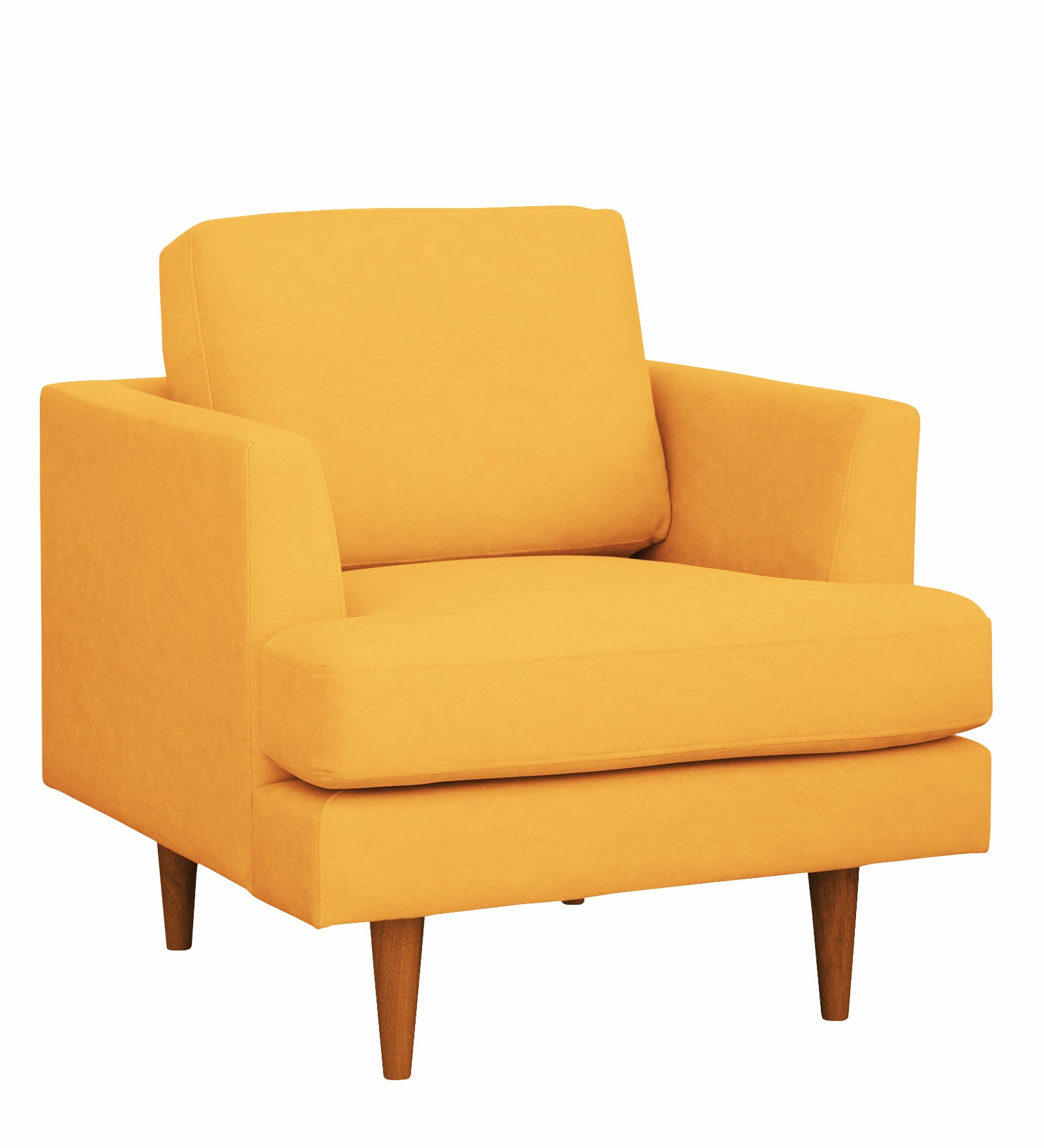 Motra Velvet 1 Seater Sofa in Turmeric yellow Colour